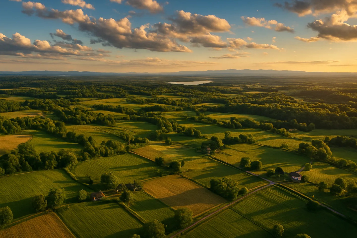 Aerial view of Maryland rural land and farmland